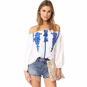 🔥SALE $8🔥 Line & Dot 🆕 NWT White with blue top